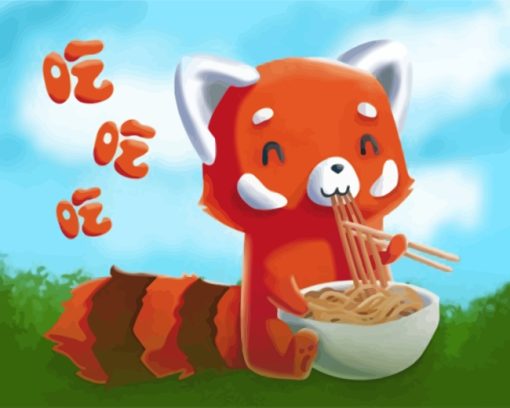 Red Panda Eating Ramen Paint by numbers