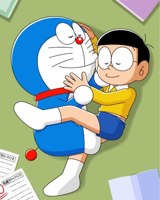 Sleepy Doraemon And Nobita Paint by numbers