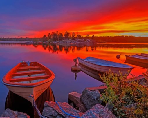 Sweden-Sunrises-Boat-paint-by-number