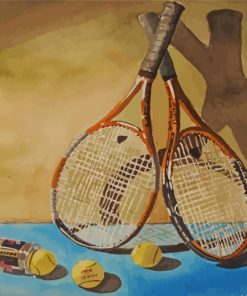 Tennis Game Rackets And Balls Paint by numbers