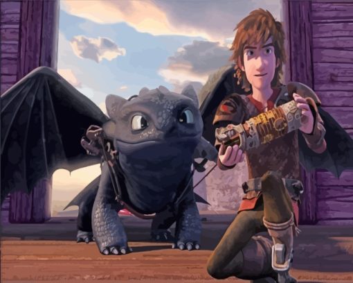 Toothless And Hiccup Horrendous Haddock Paint by numbers