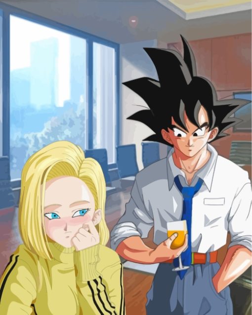 Android 18 And Goku paint by numbers