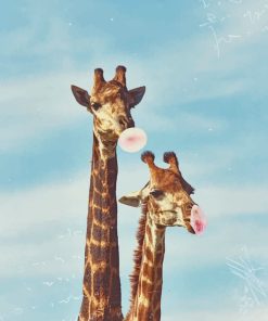 casual-giraffe-blowing-bubble-gum-paint-by-number