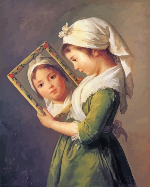 Lady Looking To Mirror - Paint By Number - Painting By Numbers