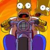 Homer Simpson Riding A Motorcycle Paint by numbers