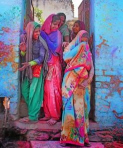 Indian Girl In Holi Color Paint by numbers