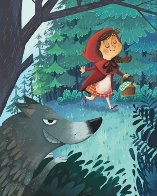 Little Red Riding Hood And Wolf Paint by numbers