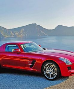 red-Mercedes-mountain-roads-paint-by-numbers