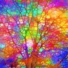 Stained Glass Colorful Tree Paint by numbers