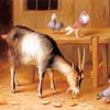 A Goat And Pigeons In A Farmyard paint by numbers