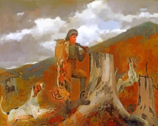 A Huntsman And Dogs Winslow Homer paint by number