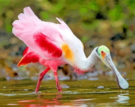 Aesthetic Roseate Spoonbill paint by numbers