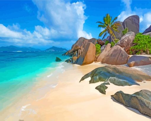 Aesthetic Seychelles Beach paint by number