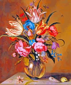 Ambrosius Bosschaert Flowers In A Glass Vase paint by numbers