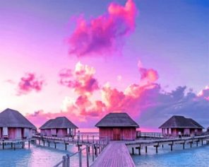 Beach Huts In The Maldives paint by numbers