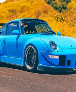 Blue RWB Porsche paint by number