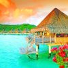 Bora Bora Huts paint by numbers