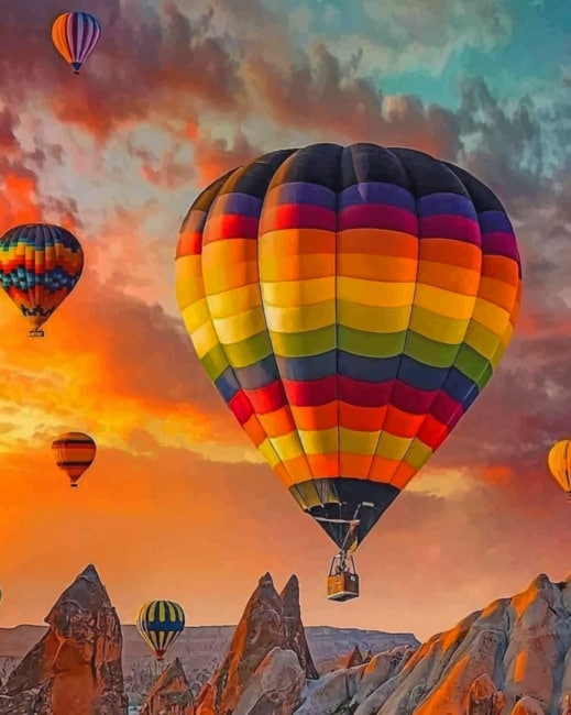 Colorful Air Balloons paint by numbers