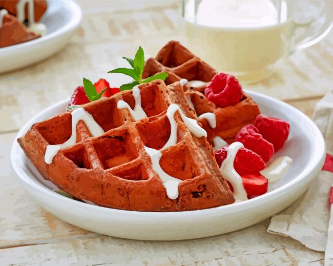 Chocolate Waffles And Berries paint by number