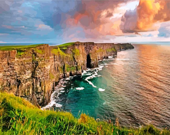 Cliffs of Moher Sea Ireland paint by numbers