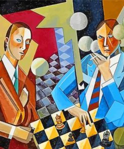 Cubist Chess Players paint by number