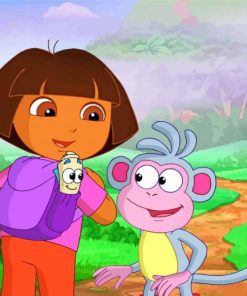 Dora And Boots Monkey paint by numbers