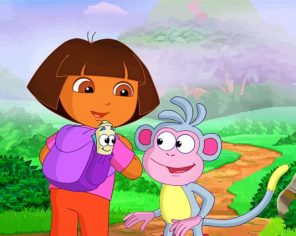 Dora And Boots Monkey paint by numbers