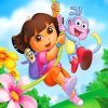 Dora and her friends paint by numbers