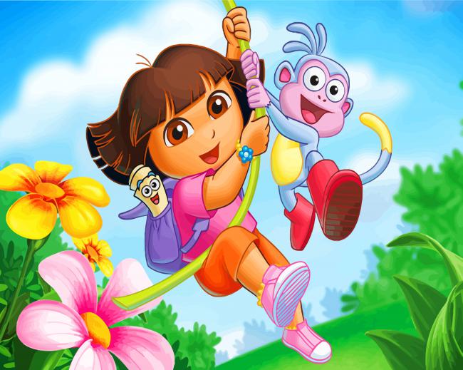 Dora and her friends paint by numbers