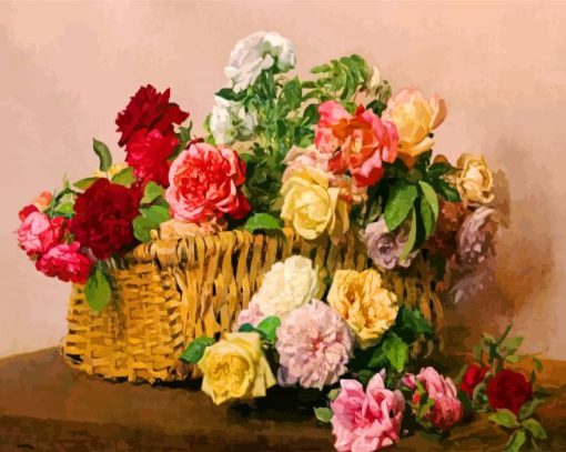 Flowers In Basket paint by numbers