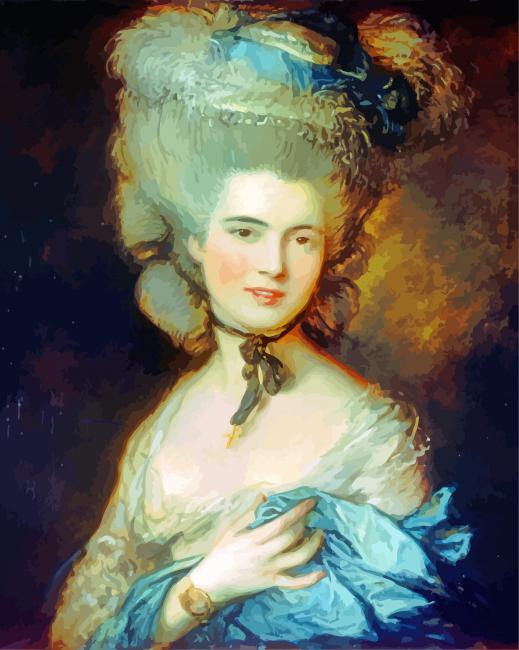 Gainsborough woman in blue paint by numbers