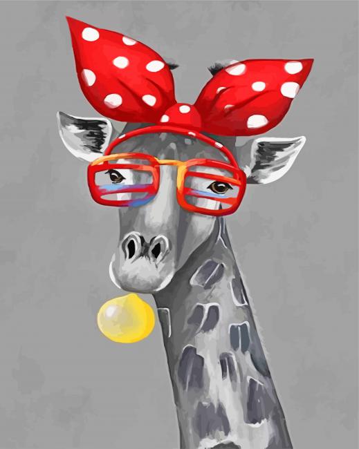 Giraffe With Bubble paint by number