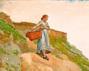 Girl Carrying A Basket Winslow Homer paint by number