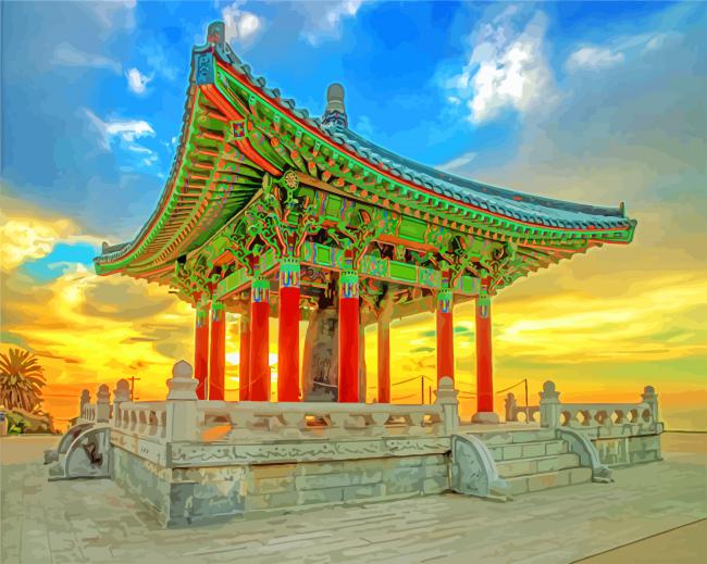 Korean Friendship Bell Monument paint by number