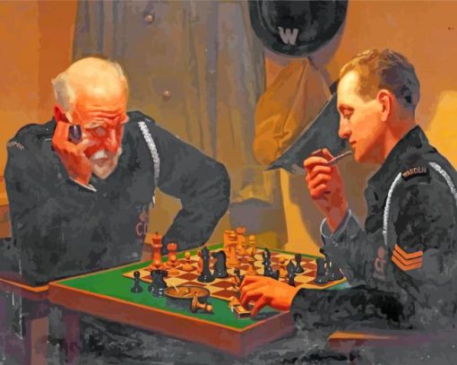 Men Plying Chess Game paint by numbers