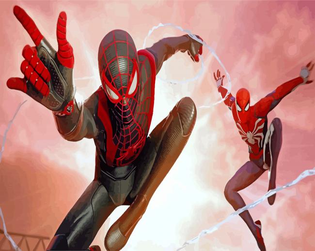 Miles Gonzalo Morales And Spider Man paint by numbers