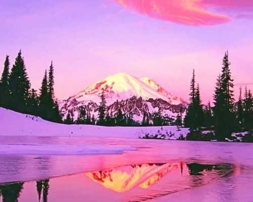 Snowy Mount Rainier paint by numbers