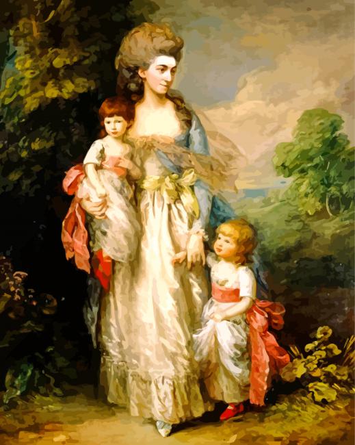 Mrs Elizabeth Moody With Her Sons Gainsborough paint by numbers