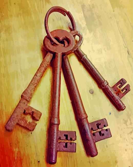 Antique Vintage Keys - Paint By Number - Paint by Numbers for Sale