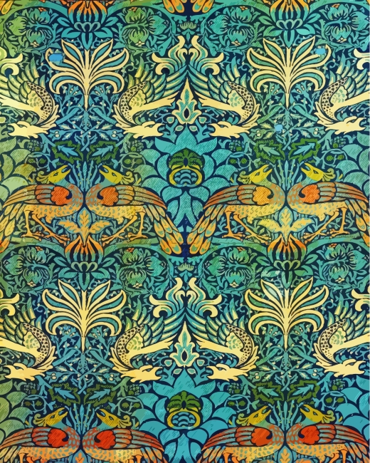 Peacock And Dragon William Morris Paint by number