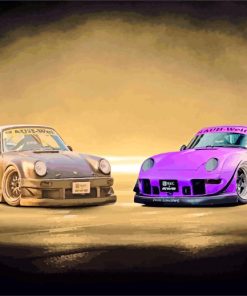 Purple And Black RWB Porsche paint by number