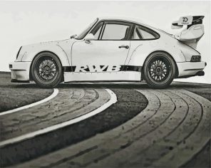 RWB Porsche Black and White paint by number