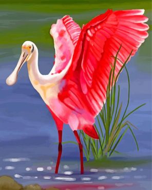 Roseate spoonbill Bird Art paint by numbers