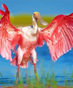 Roseate spoonbill Pink Bird paint by number