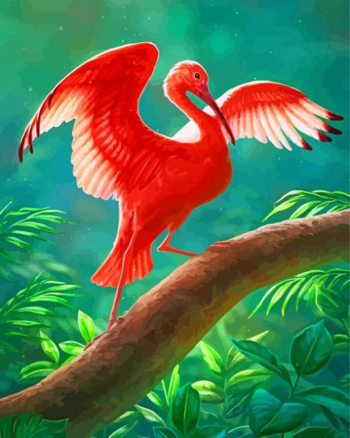 Scarlet ibis Bird Art paint by numbers