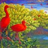Scarlet ibis In Swamp paint by number