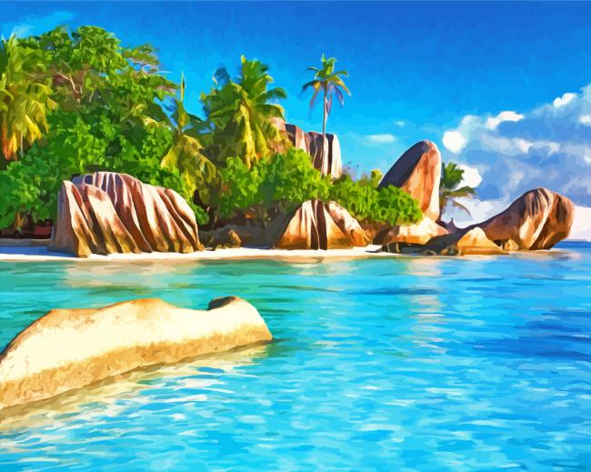 Seychelles Beach Island paint by numbers