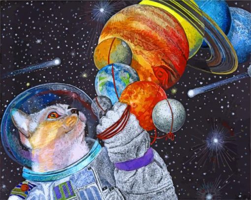 Space Astronaut Cat paint by number