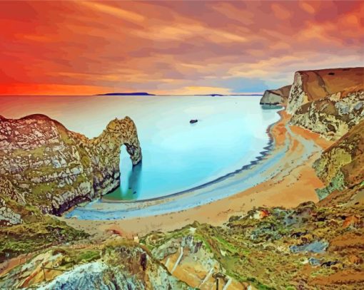Sunset At Durdle Door paint by numbers