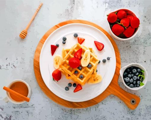 Sweet Waffles And Fruits paint by number